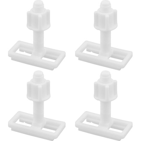 Set Mit 4 Rechteckigen Wc-sitzscharnieren Inklusive Universal-kunststoffschrauben Und Schlitzmuttern – Reparatur- Und Ersatzteile Für Wc-sitze