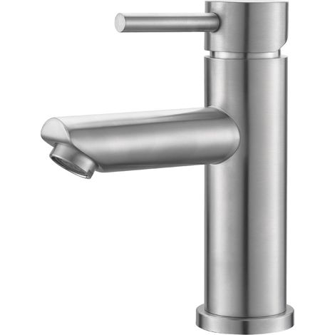 Einhebel-waschtischarmatur Aus Gebürstetem Edelstahl – Moderne Badarmatur, Fingerabdruckresistent, Wassersparend, Anthrazitgrau, Modell