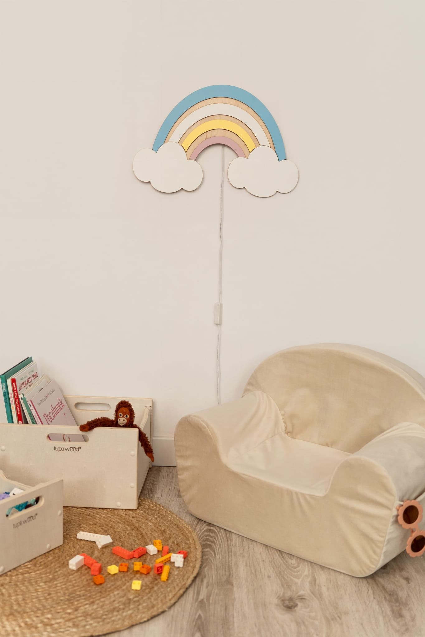 Regenbogenlampe Aus Holz Fürs Kinderzimmer – Nachttischlampe Für Kinder – Tupti.lights