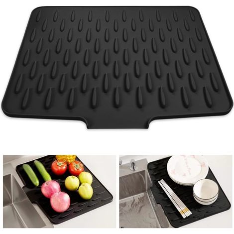 30 X 40 Cm Rutschfeste Silikon-abtropfmatte – Küchenabtropfmatte Mit Geneigter Oberfläche Für Küchen- Und Badezimmerspülen – Praktische Geschirrtrockenmatte