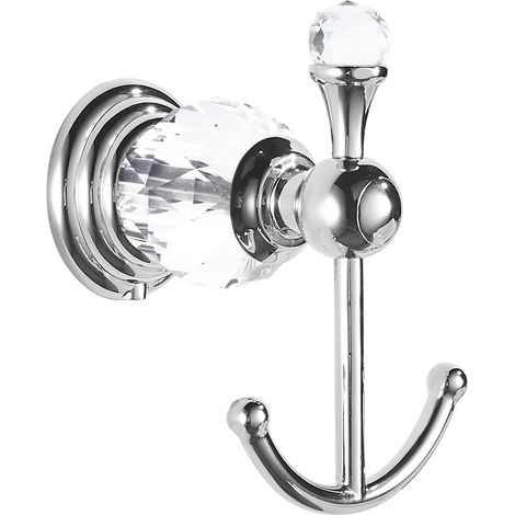 Doppelter, Wandmontierter Haken Aus Verchromtem Kristall Für Bademäntel, Badezimmer, Moderner Stil