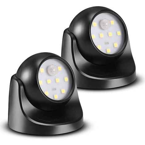 Led-scheinwerfer Mit Bewegungsmelder, 2 Stück, 150 Lumen Kabelloser Led-fluter, Abnehmbare Kugel, 360° Drehbar Und Neigbar, Batteriebetrieben