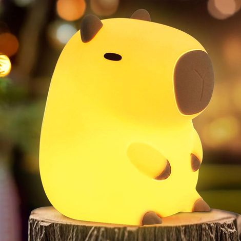 Wiederaufladbares Led-nachtlicht Von Capybara Aus Silikon Für Kinder, Sanftes Licht Mit Einstellbarer Intensität – Niedliches Geschenk Fürs Babyzimmer (jungen Oder Mädchen).