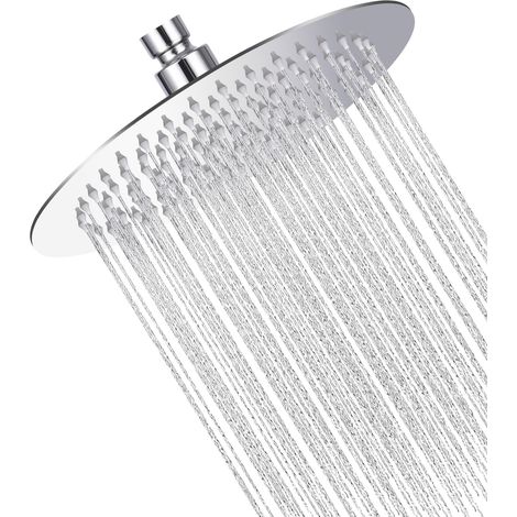 Runder Duschkopf Aus Edelstahl Mit Wassersparfunktion, Edelstahl 304, 360° Drehbar, Einfach Zu Installieren Und Zu Reinigen, 25 Cm