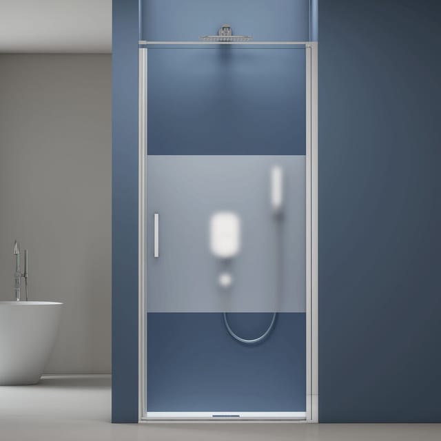 Doporro® Nischentür 90cm Nischendrehtür Duschabtrennung Teramo36MS Höhe in 195cm ESG-Sicherheitsglas Duschtür aus Milchglas-Streifen mit Hebe- und