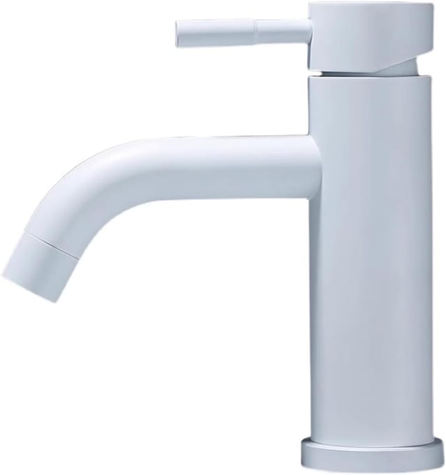 Weiß lackierte Edelstahl-Wasserhähne, Badezimmer-Mischbatterie, Waschbecken-Wasserhahn - Ahlsen