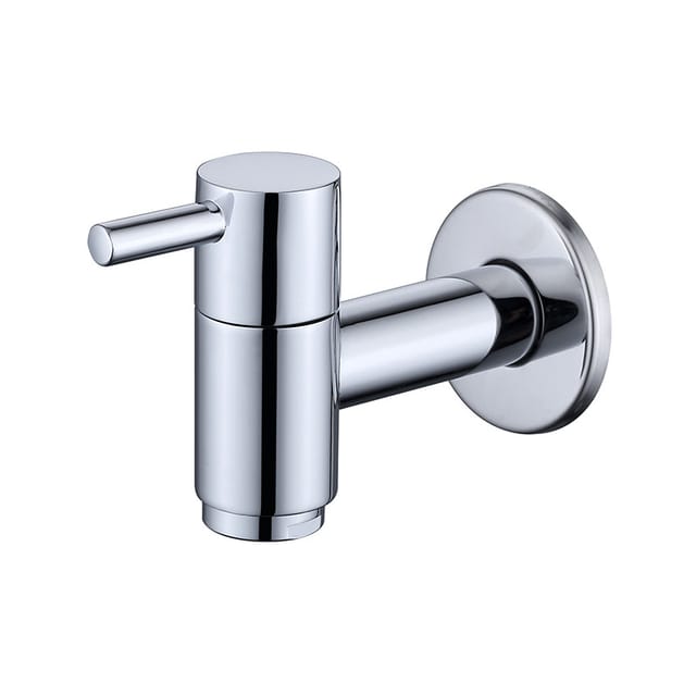 Ahlsen Wandmontierter Waschbecken-Wasserhahn aus Messing für Badezimmer oder Waschmaschine, Wasserhahn für den Außenbereich, Chrom