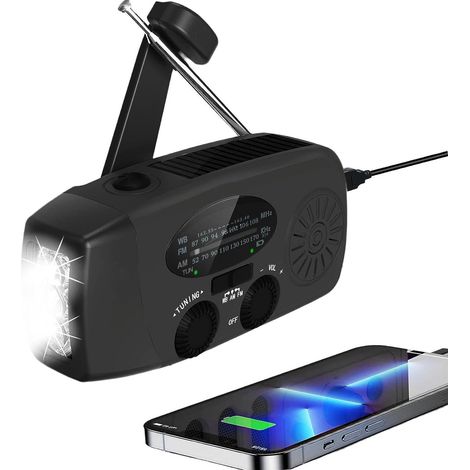 Tragbares, Wiederaufladbares Notfallradio (solar/kurbel/usb), Noaa Am/fm-wetterempfang, Taschenlampe, Sos-alarm, Für Handy, Zuhause Und Camping