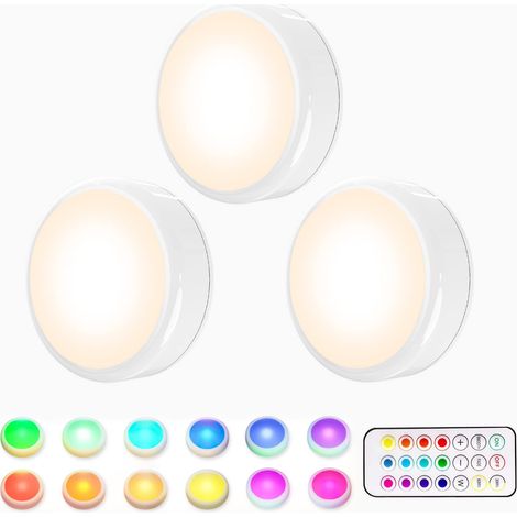 Kabellose Rgb-led-schrankleuchte, 16 Farben, Nachtlicht Mit Fernbedienung Für Treppenhaus, Kleiderschrank Oder Spielzimmer, Timerfunktion – 3er-pack