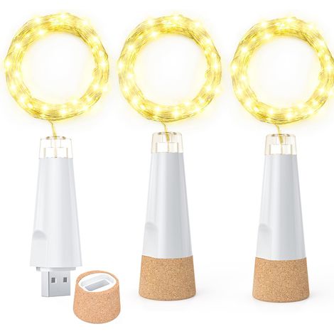 2024 Led-lichterkette, Batteriebetrieben Und Über Usb Wiederaufladbar, Mit Korkenverschluss Für Weihnachtsdekorationen