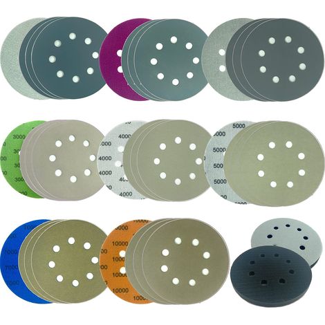 32 Stück 5" 8-loch Klett-schleifscheiben 1500/2000/2500/3000/4000/5000/7000/10000 Nass- Und Trockenschleifpapier Für Drehbohrmaschinen