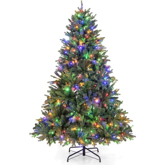 Costway 150/180cm Künstlicher Weihnachtsbaum Mit Beleuchtung, Beleuchteter Tannenbaum Mit Leds In Mehrfarbig & Warmweiß, 11 Lichtmodi, Christbaum Kunstbaum Weihnachten, Für Zuhause Büro Party (180 Cm)