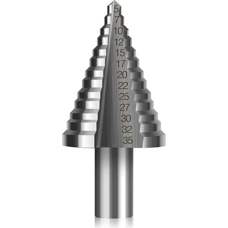 Stufenbohrer Für Metall, Stufenbohrer (5–35 Mm) Mit Titanbeschichtung, Inklusive Automatischem Körner Und Torsionsbohrer Für Metall, Holz, Kunststoff, Messing, Aluminium Und Pvc