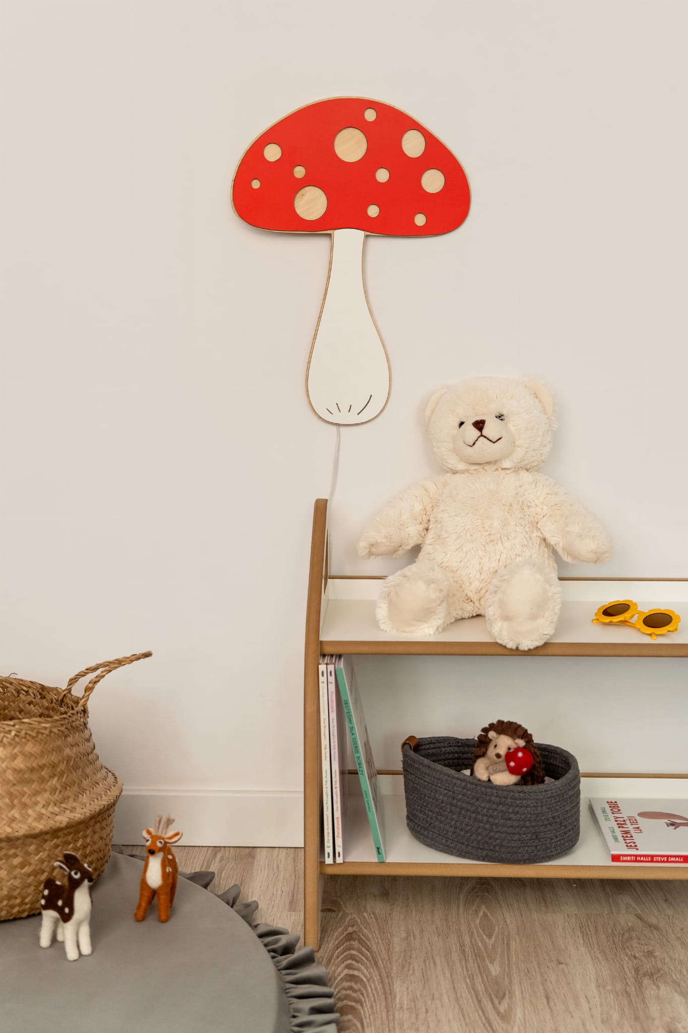 Muchomor-lampe Aus Holz Fürs Kinderzimmer – Nachttischlampe Für Kinder – Tupti.lights