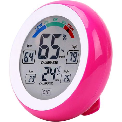 Elektronisches, Kabelloses Innen-/außenthermometer Mit Hygrometer, Runder Lcd-touchscreen, Rote Wetterstation Ud02