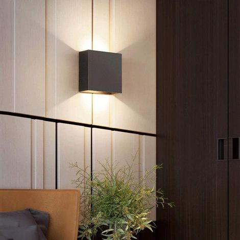Moderne, Quadratische, Schwarze 7-w-led-wandleuchte Mit Warmweißem Licht (3000 K), Ideal Für Wohnzimmer, Schlafzimmer Oder Garten – Schlankes Und Kompaktes Design
