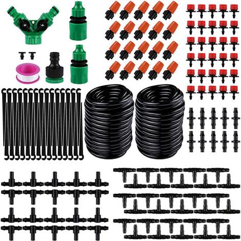 Bewässerungssystem Mit 20 M Kapillarrohr – Diy-mikrotropfsystem – Automatisches Mikrotropf-sprinklersystem Zur Bewässerung Von Gärten, Terrassen Und Rasenflächen – Schwarz