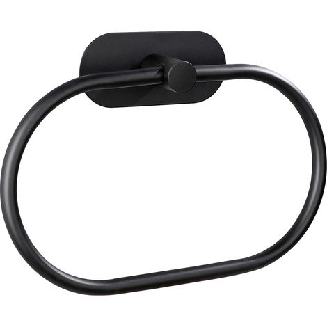 Selbstklebende Handtuchringe, Schwarz – Wandmontage Aus Edelstahl – Bohrfreies Badezimmeraccessoire – Modernes Rundes Design – Einfache Installation