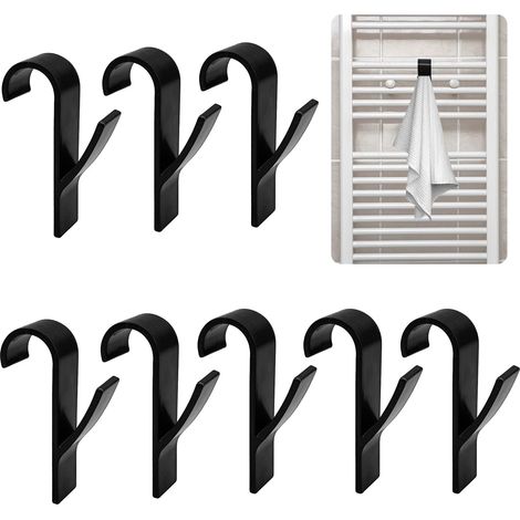 Handtuchhaken, 8er-set, Handtuchhaken Für Badezimmer, Heizkörperhaken, Handtuchhalter, Badezimmer, Büro, Schrank (schwarz)