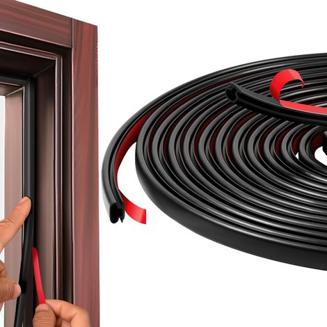 Isolierende Eingangstürdichtung – Selbstklebender Gummi-zugluftstopper Typ D – Schall- Und Wärmedämmung – 6 Meter, Schwarz – Hochleistung