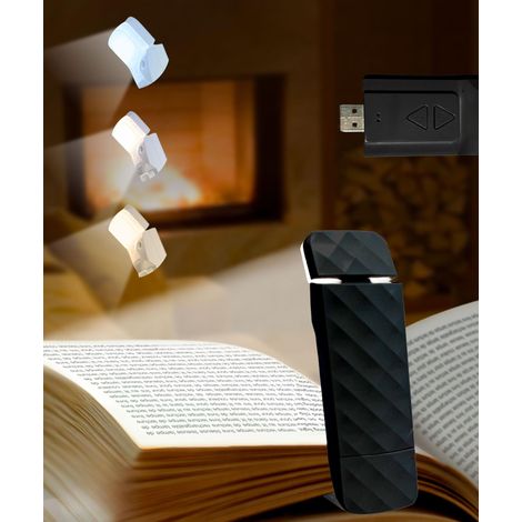 Schwarze Leselampe, 5 Leds, 3 Farbmodi, Usb-aufladbar, Weihnachtsgeschenkidee, Leselampe Fürs Bett, 80 Stunden Akkulaufzeit