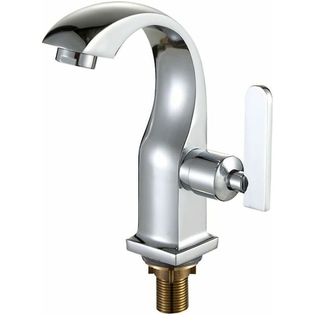 Linghhang - Einhebel-Waschbeckenhahn fürs Badezimmer, Chrom-Zink-Legierung, Wasserhahn für Einzelwaschbecken, Kaltwasser-Waschbeckenhahn