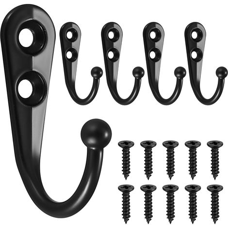 5 Vintage-wandhaken Aus Schwarzem Metall – Retro-garderobe Mit Schrauben Für Schlafzimmer, Badezimmer, Flur – Praktische Wanddekoration