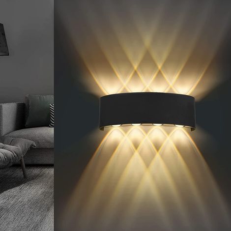 Wandleuchte, 22 X 8 X 5 Cm, Nach Oben Und Unten Gerichtet, Außenleuchte, Schwarz, 8 W, Ip65, Led-wandleuchte, Warmweiß 3000 K, Wandleuchte Für Wohnzimmer