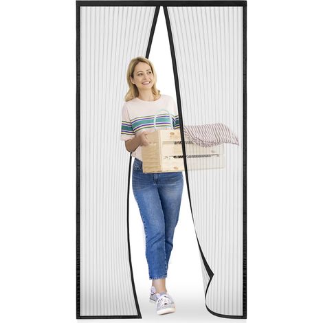 Magnetischer Türschutz, Maßgefertigter Moskitonetz-türvorhang, Insektenschutz-türvorhang Für Flure, Türen Und Terrassen. Einfache Montage Mit Dichtung, Schwarz, 80 X 190 Cm