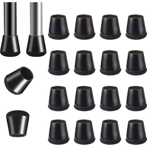 16 Stück Schwarze Silikon-stuhlbeinschoner, Stuhlbeinschoner Mit Filzgleitern, Stuhlbeinschoner, Stuhlgleiter, Geräuscharm, Für Hartholz- Und Fliesenböden (15-21 Mm)