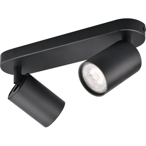 Led-deckenleuchte Mit 2 Verstellbaren Strahlern (2 Gu10-leuchtmittel), Schwenk- Und Verstellbaren Deckenstrahlern, Mattschwarze Led-wandleuchte, Leuchtmittel Nicht Enthalten.