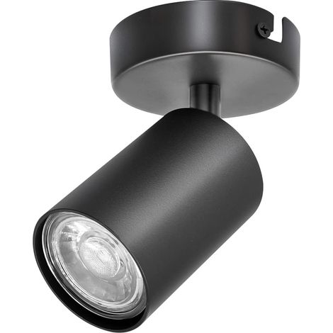 Led-deckenleuchte Mit 1 Verstellbarem Spot (1 Gu10-leuchtmittel), Schwenk- Und Verstellbaren Deckenspots, Mattschwarze Led-wandleuchte, Leuchtmittel Nicht Enthalten
