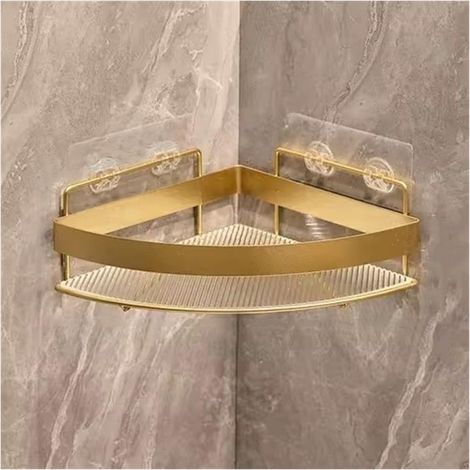 Selbstklebendes Duschregal Aus Acryl, Eckwandmontage Mit Metallrand, In Schwarz Oder Gold Erhältlich – Praktische Duschablage