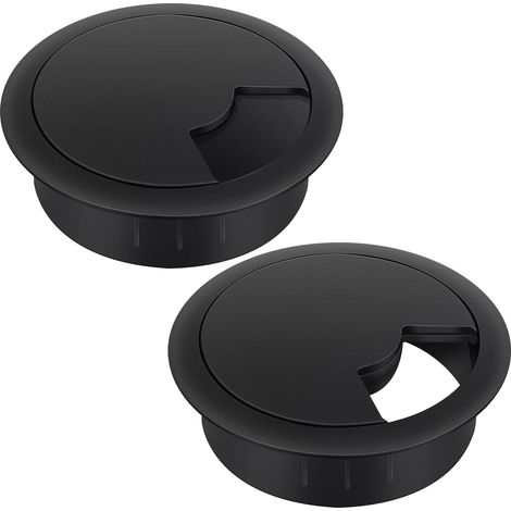 60-mm-kabeldurchführungen Für Schreibtische – 2er-pack Schwarze Kunststoff-kabeldurchführungen, Kabelmanagement-organizer Für Zuhause Und Büro
