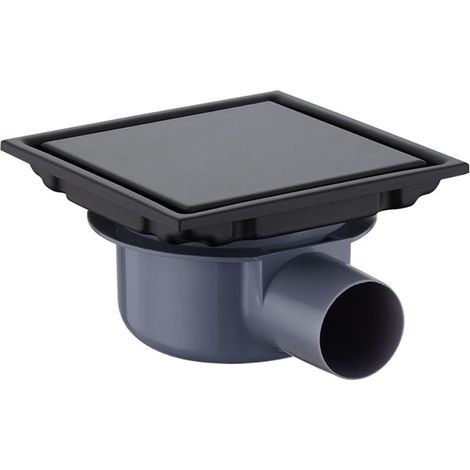 Quadratischer Duschablauf 15x15 Cm, Unsichtbarer 360°-geruchsdichter Ablauf, Plus/minus, Doppelfiltration, Fliesbar (schwarz)