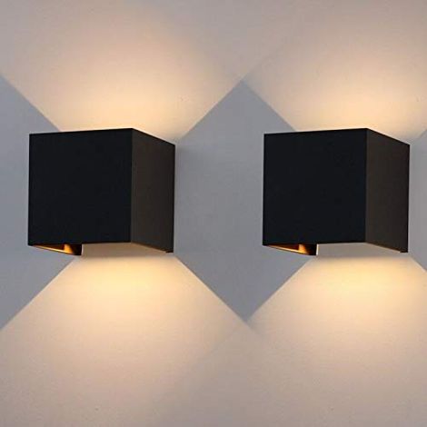 2 Stück 12-w-wandleuchten Für Den Innen- Und Außenbereich Mit Einstellbarem Abstrahlwinkel, 3000k Warmweiße Led-wandleuchten, Ip65 Wasserdicht, Schwarze Wandleuchte
