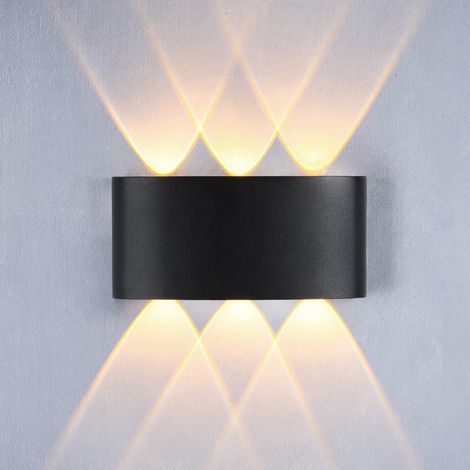 Moderne Led-wandleuchte 6w Warmweiß 3000k - Ip65 Wasserdicht - Dekorative Beleuchtung Für Schlafzimmer, Wohnzimmer, Flur, Treppenhaus, Hotel, Bar (schwarz)