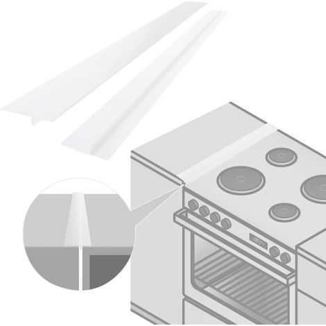 Packung Mit 2 Silikon-abstandshaltern Für Küchenarbeitsplatten, 63 Cm Lange Füllung, Dichtet Zwischen Kochfeld, Backofen Und Waschmaschine Ab (transparent)