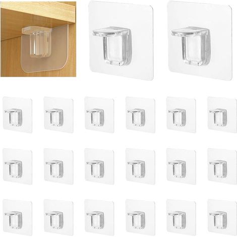 Packung Mit 20 Selbstklebenden Regalwinkeln, 7 X 7 Cm, Transparent, Kein Bohren Erforderlich, Klebehaken Für Regale, Schränke, Kleiderschränke – Maximale Traglast 15 Kg