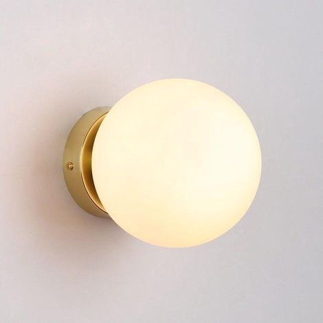 Moderne Goldene Wandleuchte, Metallscheibe Und Weißer Opalglas-kugel, 15 Cm, E27-fassung – Für Wohnzimmer, Schlafzimmer Oder Flur