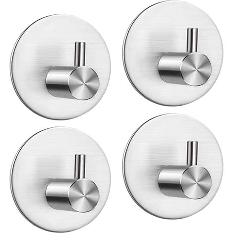 Selbstklebende Wandhaken, 4 Stück Edelstahl-wandhaken Für Badezimmer, Selbstklebende Handtuchhalter-wandhaken (silber)