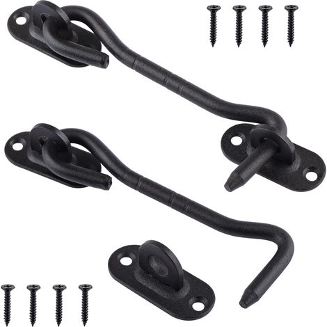 2 Stück Türhaken, Kabinenhaken-türriegel Aus Edelstahl Mit Schraubverschluss - Schwarz/silber (4/6/8 Zoll) (schwarz, 4 Zoll)