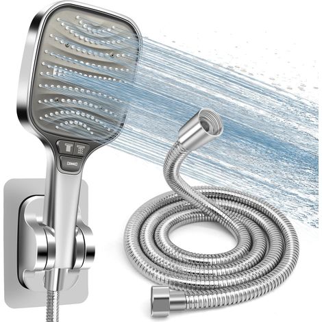 Hochdruck-duschset, 120-mm-antikalk-duschkopf Mit 8 Strahlarten, 1,5 M Edelstahl-brauseschlauch Und Wandhalterung, Wassersparender Duschkopf Für Badezimmer (silber)