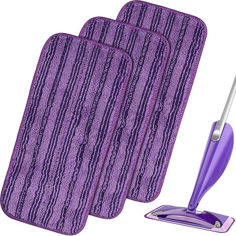 3er-pack Wiederverwendbare Tücher Für Swiffer Wetjet - Waschbare Mikrofaser-mopps, Ersatztücher Kompatibel Mit Sprühmopps - Lila Packung (142 Zeichen)