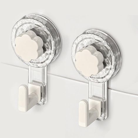 Extra Starker, Wiederverwendbarer Saugnapfhaken Für Badetücher, Küche, Camping & Auto - 2er-pack (transparent + Weiß, 11,2 X 6,2 X 4,3 Cm)