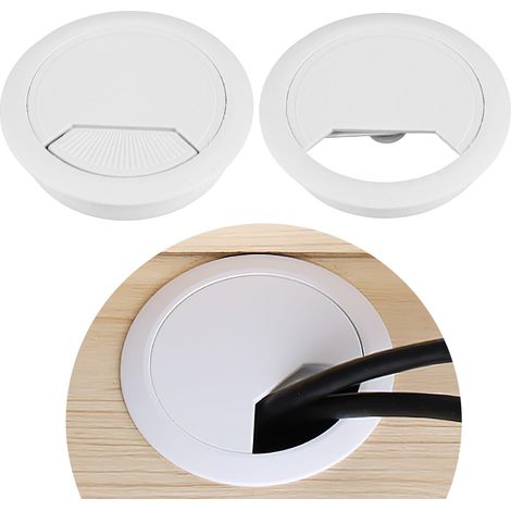 2 Stück 60-mm-kabeldurchführungen Für Schreibtische, Weiße Kunststoff-kabelabdeckungen, Einfache Und Stabile Montage – Geeignet Für Arbeitsplatten Und Schreibtische – Unverzichtbares Zubehör Für Einen