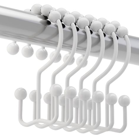 Set Mit 12 Rostfreien Duschvorhanghaken Aus Metall Für Duschstangen Im Badezimmer, Weiß