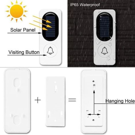 Kabellose Türklingel, Kabellose Elektronische Solar-türklingel, Weiß