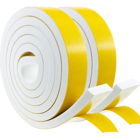 Tür- Und Fensterdichtung, Selbstklebende Schaumgummidichtung, 2 Rollen À 25 Mm (b) X 10 Mm (h) X 2 M (l), Kälte- Und Geräuschdämmung, Stoßfest, Weiß