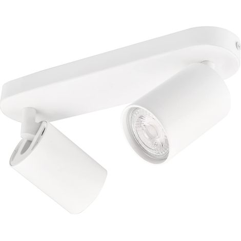 Led-deckenleuchte Mit 2 Verstellbaren Strahlern (2 Gu10-leuchtmittel), Schwenk- Und Verstellbare Deckenstrahler, Mattweiße Led-wandleuchte, Leuchtmittel Nicht Enthalten